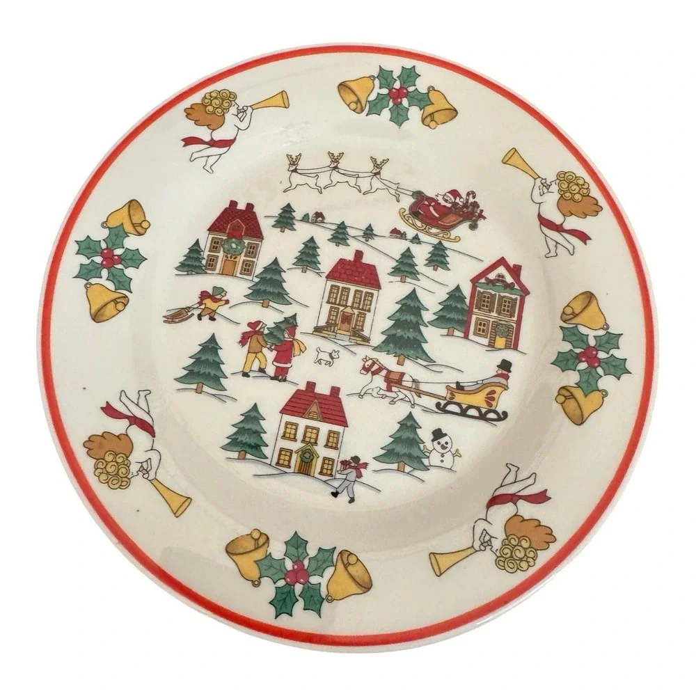 Jamestown China 1987 Joy of Christmas Holiday Snack Set Mug Saucer 2 Plates VTG